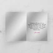 Chic Silver Pink Roses Man 25e Jubileum Kaart (Binnen)