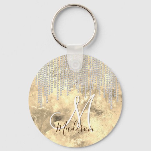 Chic Silver Rhinestone monogram Sleutelhanger (Voorkant)