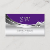 Chic Silver Royal Paars met Monogram en Diamond Visitekaartje (Voorkant)