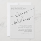 Chic Silver Script Huwelijksuitnodiging Kaart (Voorkant)