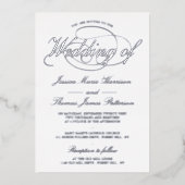 Chic Silver Script Wedding Real Folie Uitnodiging (Voorkant)