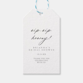 Chic Silver Sip Sip Hooray Vrijgezellenfeest Cadeaulabel