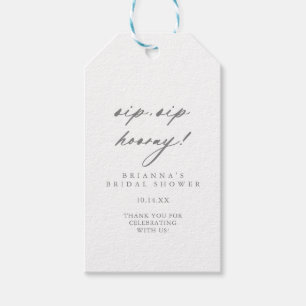 Chic Silver Sip Sip Hooray Vrijgezellenfeest Cadeaulabel