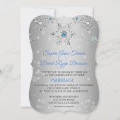 Chic Silver Snowflakes Crystal Blue Pearls Weddens Kaart (Voorkant)