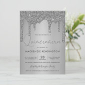 Chic Silver Sparkle Glitter Drift Quinceañera Kaart (Staand voorkant)