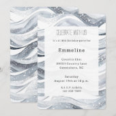 Chic Silver Sparkle Waves Verjaardag Kaart (Voorkant / Achterkant)