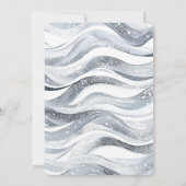 Chic Silver Sparkle Waves Verjaardag Kaart (Achterkant)