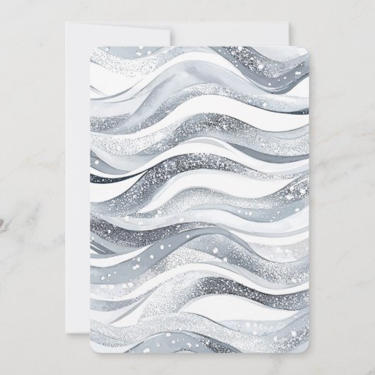 Chic Silver Sparkle Waves Verjaardag Kaart (Achterkant)