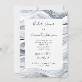 Chic Silver Sparkle Waves Vrijgezellenfeest Kaart
