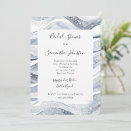Chic Silver Sparkle Waves Vrijgezellenfeest Kaart