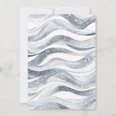 Chic Silver Sparkle Waves Wedding Kaart (Achterkant)