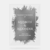 Chic Silver Splash Wedding Welkom Acryl Bord (Voorkant)