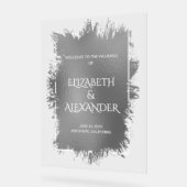 Chic Silver Splash Wedding Welkom Acryl Bord (Hoek)