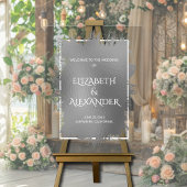 Chic Silver Splash Wedding Welkom Acryl Bord