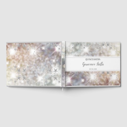 Chic Silver Stars Quinceanera Gastenboek (Volledig)