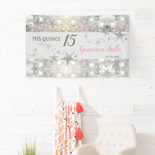 Chic Silver Stars Quinceanera Spandoek (Insitu)