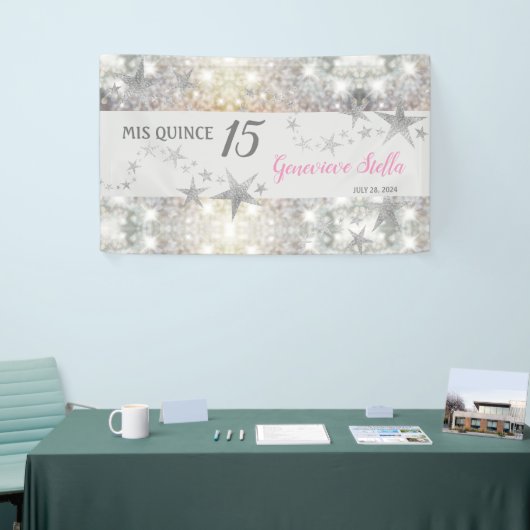 Chic Silver Stars Quinceanera Spandoek (Beurs)