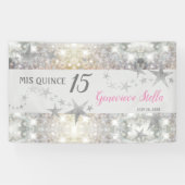 Chic Silver Stars Quinceanera Spandoek (Horizontaal)