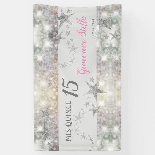 Chic Silver Stars Quinceanera Spandoek (Verticaal)