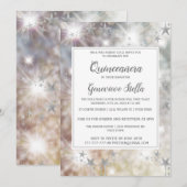 Chic Silver Stars Quinceanera Uitnodiging (Voorkant / Achterkant)