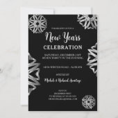 Chic Silver Stars Uitnodiging voor nieuwe jaren (Voorkant)