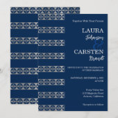 Chic Silver Stripes Wedding Uitnodiging (Voorkant / Achterkant)