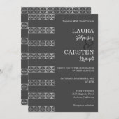 Chic Silver Stripes Wedding Uitnodiging (Voorkant / Achterkant)