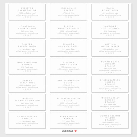 Chic Silver Typography Weddenschap Address Label (Vel)