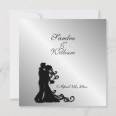 Chic Silver Wedding Uitnodiging (Achterkant)