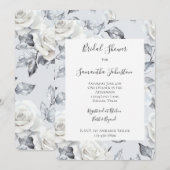 Chic Silver White Roses Floral Vrijgezellenfeest Kaart (Voorkant / Achterkant)