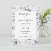 Chic Silver White Roses Floral Vrijgezellenfeest Kaart (Staand voorkant)