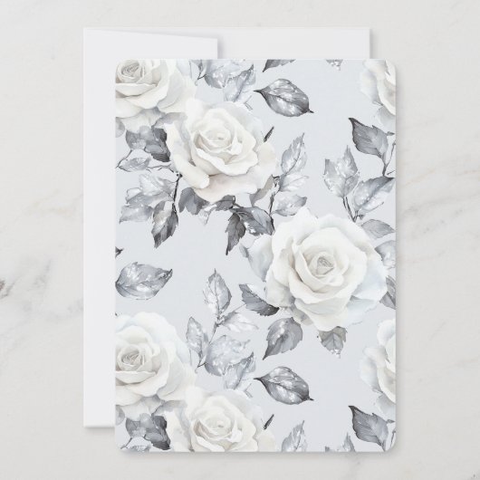 Chic Silver White Roses Floral Vrijgezellenfeest Kaart (Achterkant)