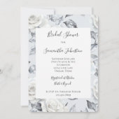 Chic Silver White Roses Floral Vrijgezellenfeest Kaart (Voorkant)