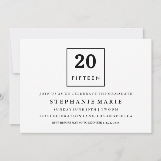 Chic Simity 2015 Photo Afstuderen Invitation Kaart (Achterkant)