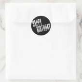 Chic & Simple Black & White Happy Birthday Ronde Sticker (Tas)