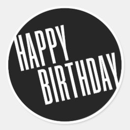 Chic & Simple Black & White Happy Birthday Ronde Sticker