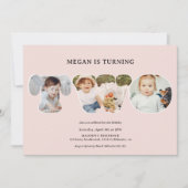 Chic Simple blush roze 3 foto's 2e verjaardag Kaart (Voorkant)