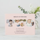 Chic Simple blush roze 3 foto's 2e verjaardag Kaart (Staand voorkant)