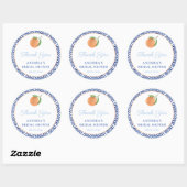 Chic Simple Citrus Blauwe Tegels Bruiloft Feest Fa Ronde Sticker (Vel)