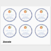 Chic Simple Citrus Blauwe Tegels Bruiloftsfeest Fa Ronde Sticker (Vel)
