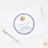Chic Simple Citrus Blue Tegels Bruiloft Feest Favo Ronde Sticker (Envelop)