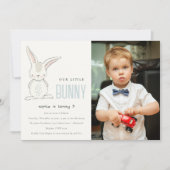 Chic Simple Cute Blue Bunny Boys Foto Kinder Kaart (Voorkant)
