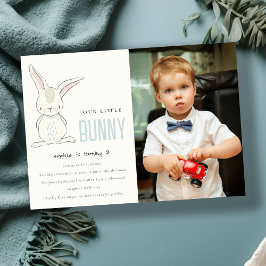 Chic Simple Cute Blue Bunny Boys Foto Kinder Kaart