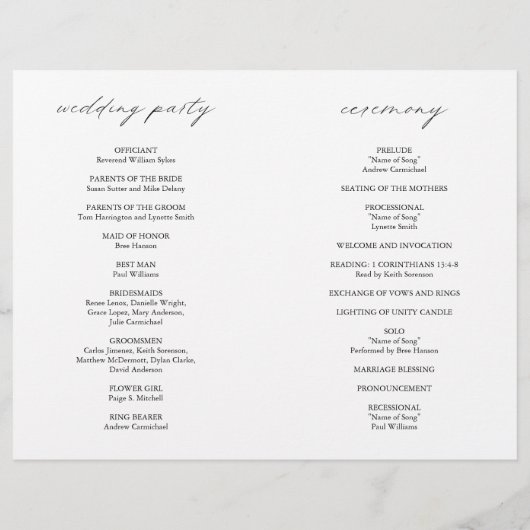 Chic Simple Elegant Budget Wedding Programme (Achterkant)