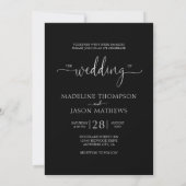 Chic Simple Elegant Script Black Photo Wedding Kaart (Achterkant)