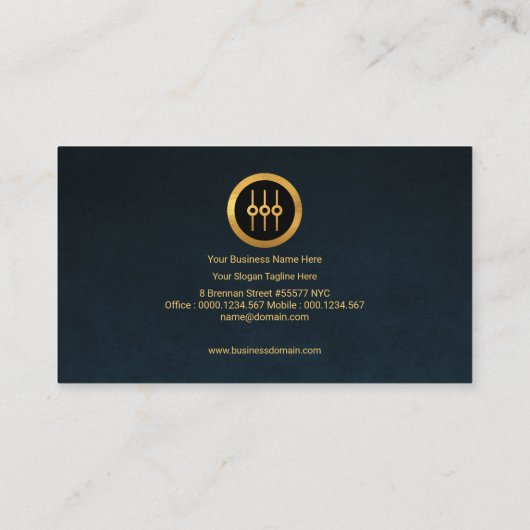 Chic Simple Gold Equalizer Icon Blue Grunge Visitekaartje (Achterkant)