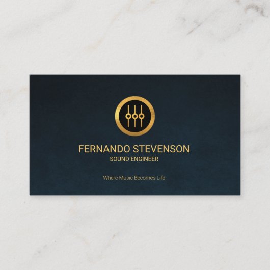 Chic Simple Gold Equalizer Icon Blue Grunge Visitekaartje (Voorkant)
