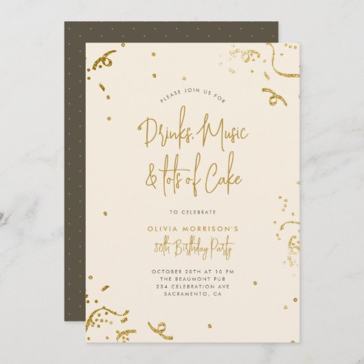 Chic Simple Gold Glitter Confetti 30th Birthday Kaart (Voorkant / Achterkant)