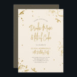 Chic Simple Gold Glitter Confetti 30th Birthday Kaart<br><div class="desc">Chic Simple Gold Glitter Confetti 30th Birthday Invitation. Met faux gold glitter confetti rond de rand met "Drinken,  muziek en veel Cake" in een handgeschreven script-typografie. Ideaal voor een milestone verjaardagsfeestje!</div>
