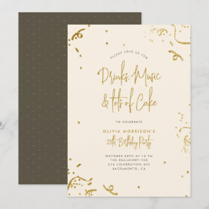 Chic Simple Gold Glitter Confetti 30th Birthday Kaart